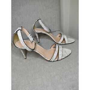 J Crew Crackled leather Ankle Strap Heel Sandals